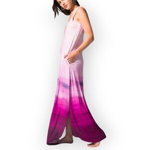 Soma NWOT XS Soft Jersey Knit Twist Strap Maxi Gradient Ombre Purple Pink Gold